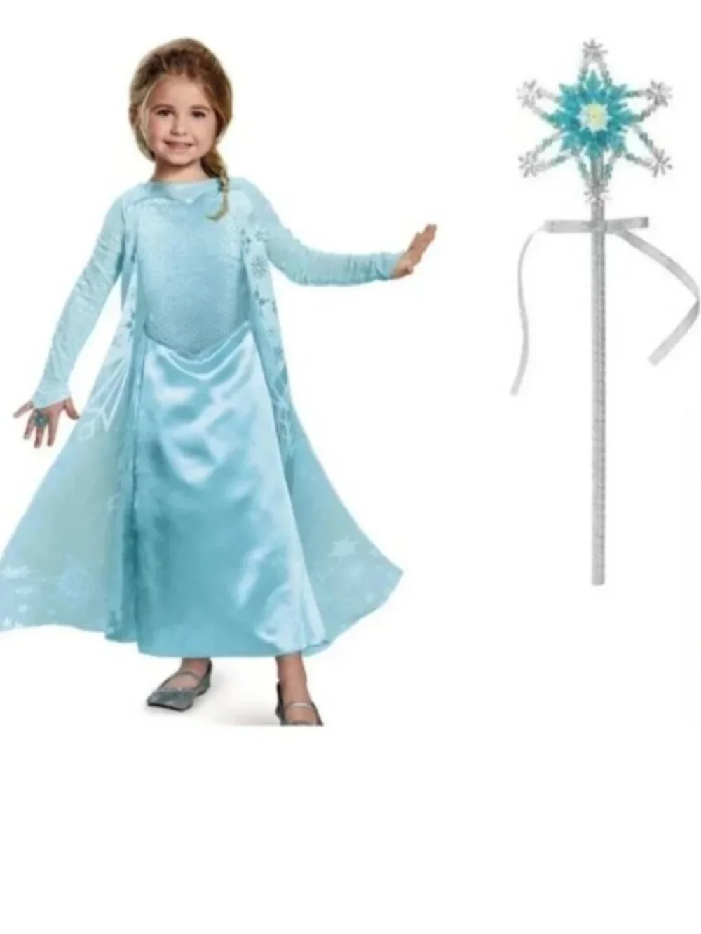 Princess Elsa Halloween Costume 7/8 Dress, Ring, Wand Disney Frozen Girls